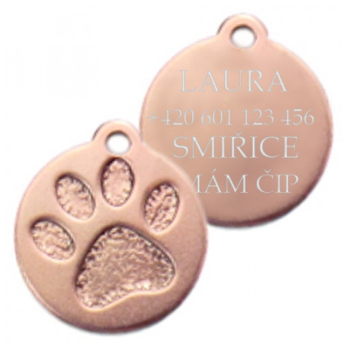 Hliníková psia známka labka veľká