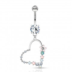 Piercing do pupku so srdiečkom, číry zirkón