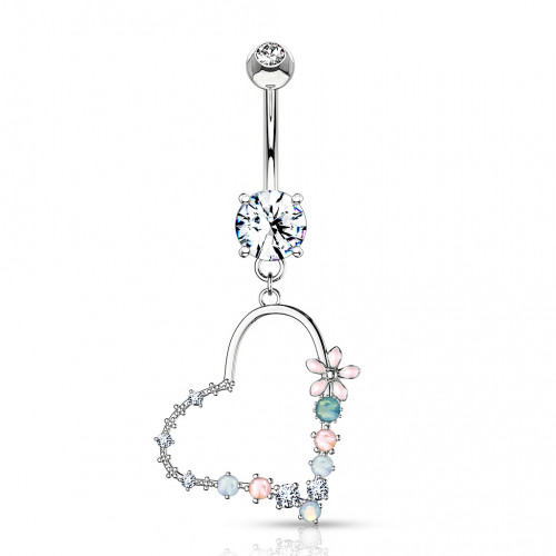 Piercing do pupku so srdiečkom, číry zirkón