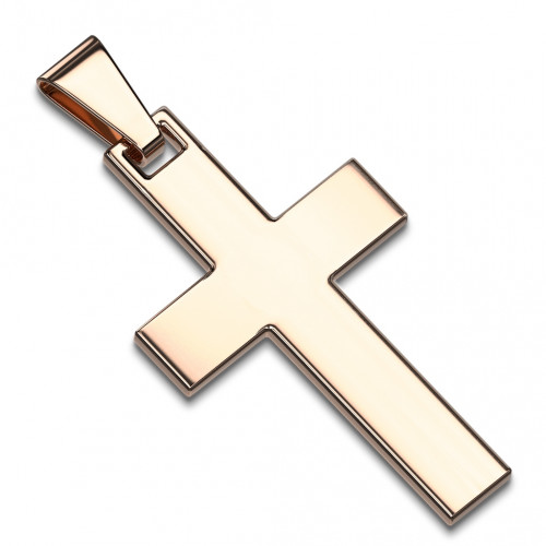 Zlatý oceľový prívesok - kríž