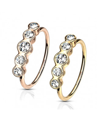 Pozlátený piercing do nosa krúžok, číre zirkóny