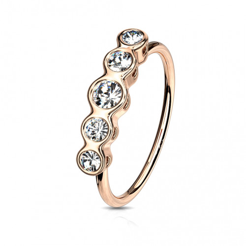 Pozlátený piercing do nosa krúžok, číre zirkóny