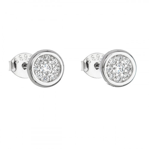 Strieborné náušnice kolesá osadené zirkonmi