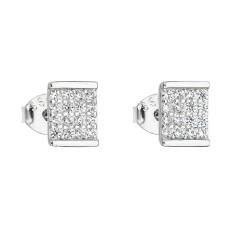 Strieborné náušnice obdĺžniky so zirkónmi