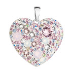 Strieborný prívesok s kryštálmi Swarovski mix farieb srdce magic rose