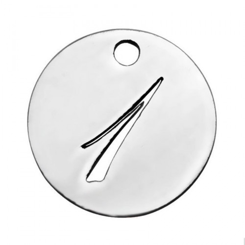 Drobný okrúhly oceľový prívesok - číslica