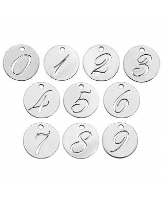 Drobný okrúhly oceľový prívesok - číslica