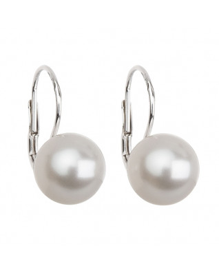 Strieborné náušnice s perlou Preciosa® White