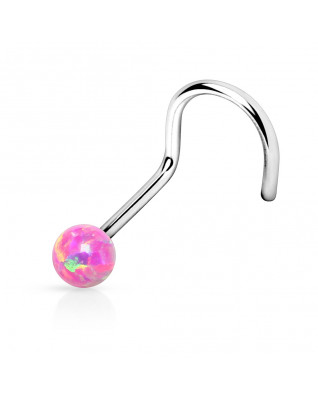 Zahnutý piercing do nosa opál