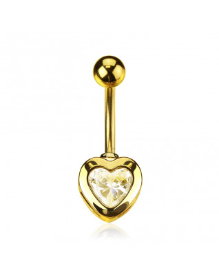 Pozlátený piercing do pupku - srdiečko