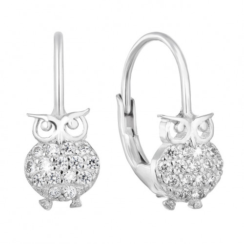 Strieborné dívčí náušnice malej sovy