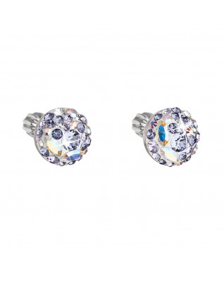 Strieborné náušnice s kryštálmi Crystals from Swarovski® VIOLET