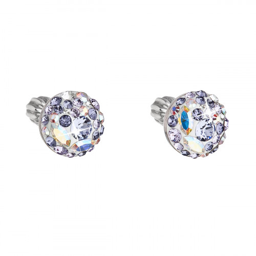 Strieborné náušnice s kryštálmi Crystals from Swarovski® VIOLET