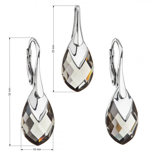 Súprava strieborných šperkov kamene s Crystals from Swarovski® BLACK DIAMOND