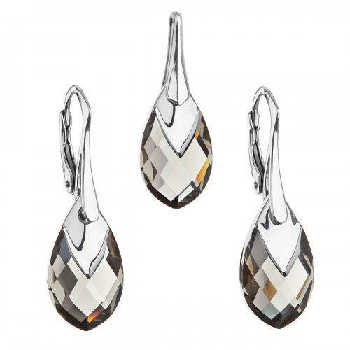 Súprava strieborných šperkov kamene s Crystals from Swarovski® BLACK DIAMOND