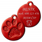 Hliníková psia známka labka malá