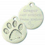 Hliníková psia známka labka malá