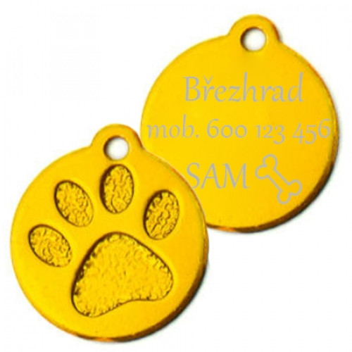 Hliníková psia známka labka malá