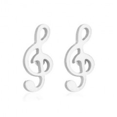 Oceľové náušnice - husľový kľúč