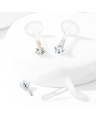 Pozlátený BioFlex piercing do brady 1,2 x 6 mm, hviezdička