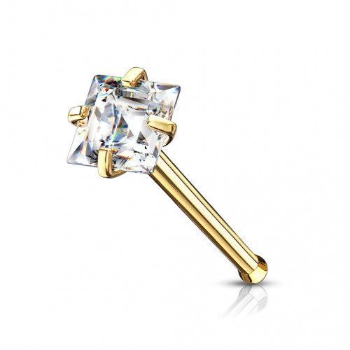 Pozlátený piercing do nosa štvorček