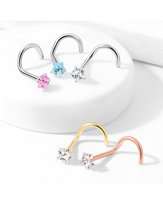Zahnutý piercing do nosa hviezdička