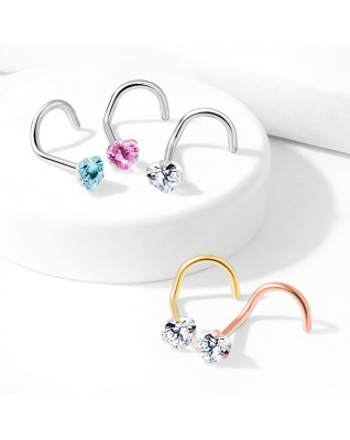 Zahnutý pozlátený piercing do nosa srdiečko