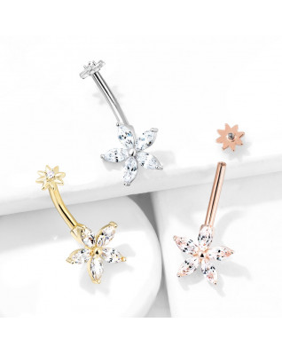 Piercing do pupku kytička, číre zirkóny