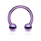 Piercing podkova, farbafialová