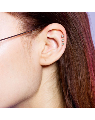 Pozlátený cartilage piercing do ucha, číry kameň