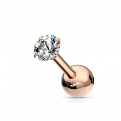 Pozlátený cartilage piercing do ucha, číry kameň