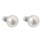 Strieborné náušnice kôstky s bielou riečnou perlou