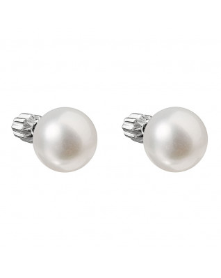 Strieborné náušnice kôstky s bielou riečnou perlou