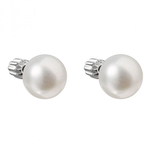 Strieborné náušnice kôstky s bielou riečnou perlou