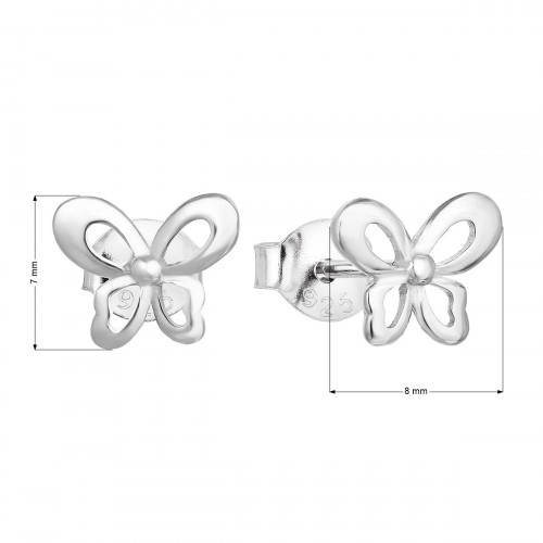 Strieborné náušnice motýliky