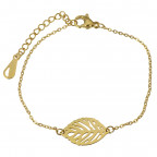 Pozlátený oceľový náramok s lístočkom