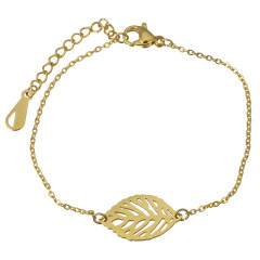 Pozlátený oceľový náramok s lístočkom