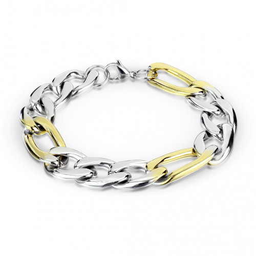 Pánsky oceľový náramok Figaro pozlátený, hr. 15 mm