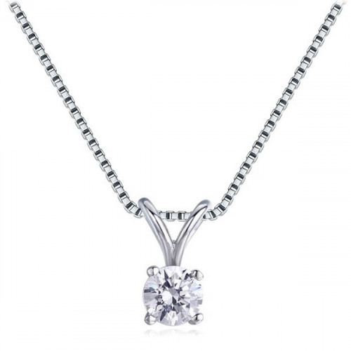 Strieborný náhrdelník s okrúhlym čírym kameňom