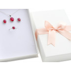 Darčeková krabička na súpravu, biela s ružovou mašľou