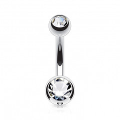 Piercing do pupku - banánik malý 1,6 x 8 mm, CRYSTAL