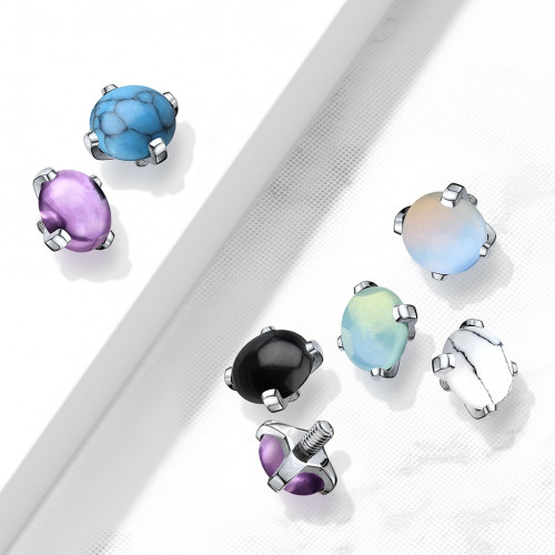 Ozdobný kamienok k mikrodermálu, priemer 5 mm, zelený jadeit