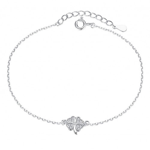 Dámsky strieborný náramok štvorlístok