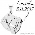 Oceľový prívesok stopy s kamienkom