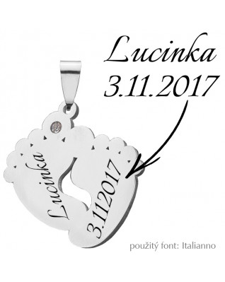 Oceľový prívesok stopy s kamienkom