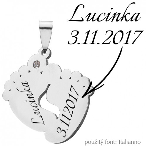 Oceľový prívesok stopy s kamienkom