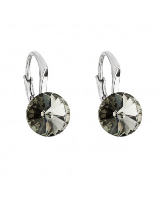 Strieborné náušnice s Crystals from Swarovski® Black Diamond