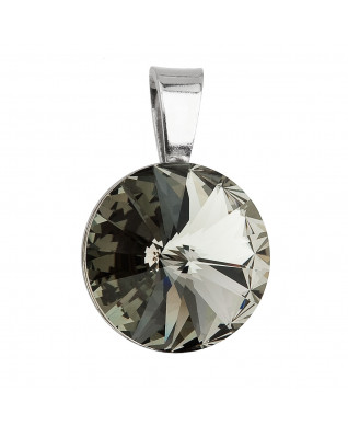 Strieborný prívesok rivoli Crystals from Swarovski® Black Diamond