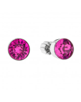 Strieborné náušnice s kryštálmi Crystals from Swarovski® Fuchsia