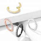 Piercing segment kruh s kamienkami, čierny